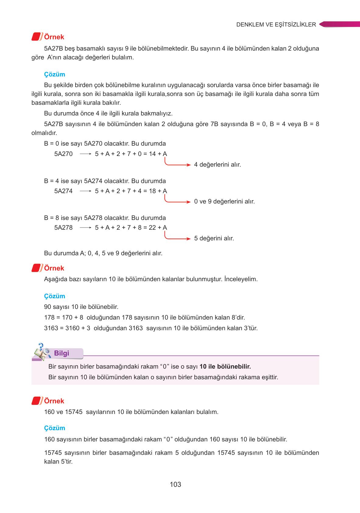 9. Sınıf Ata Yayınları Matematik Ders Kitabı Sayfa 103 Cevapları 9. Sınıf Ata Yayınları Matematik Ders Kitabı Sayfa 103 Cevapları