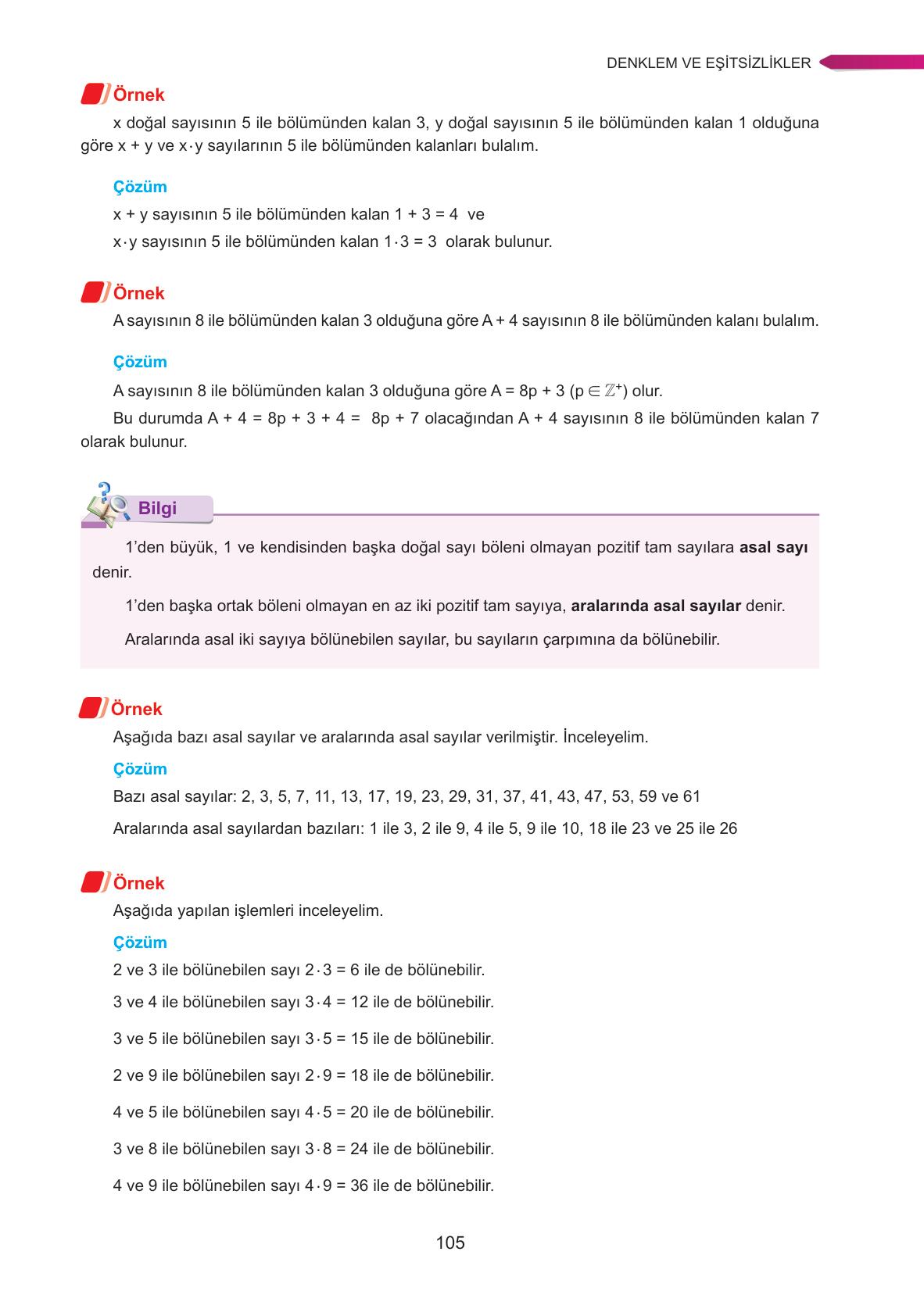 9. Sınıf Ata Yayınları Matematik Ders Kitabı Sayfa 105 Cevapları