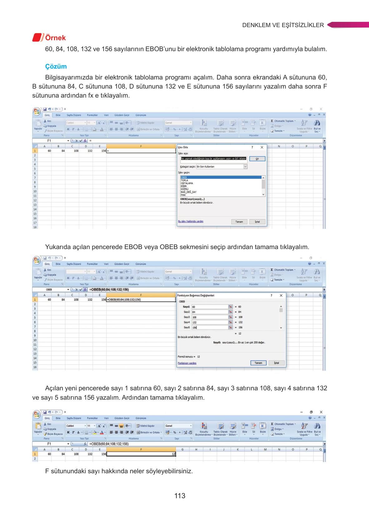 9. Sınıf Ata Yayınları Matematik Ders Kitabı Sayfa 113 Cevapları