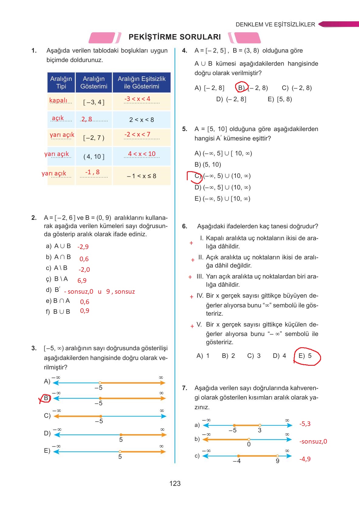 9. Sınıf Ata Yayınları Matematik Ders Kitabı Sayfa 123 Cevapları 9. Sınıf Ata Yayınları Matematik Ders Kitabı Sayfa 123 Cevapları