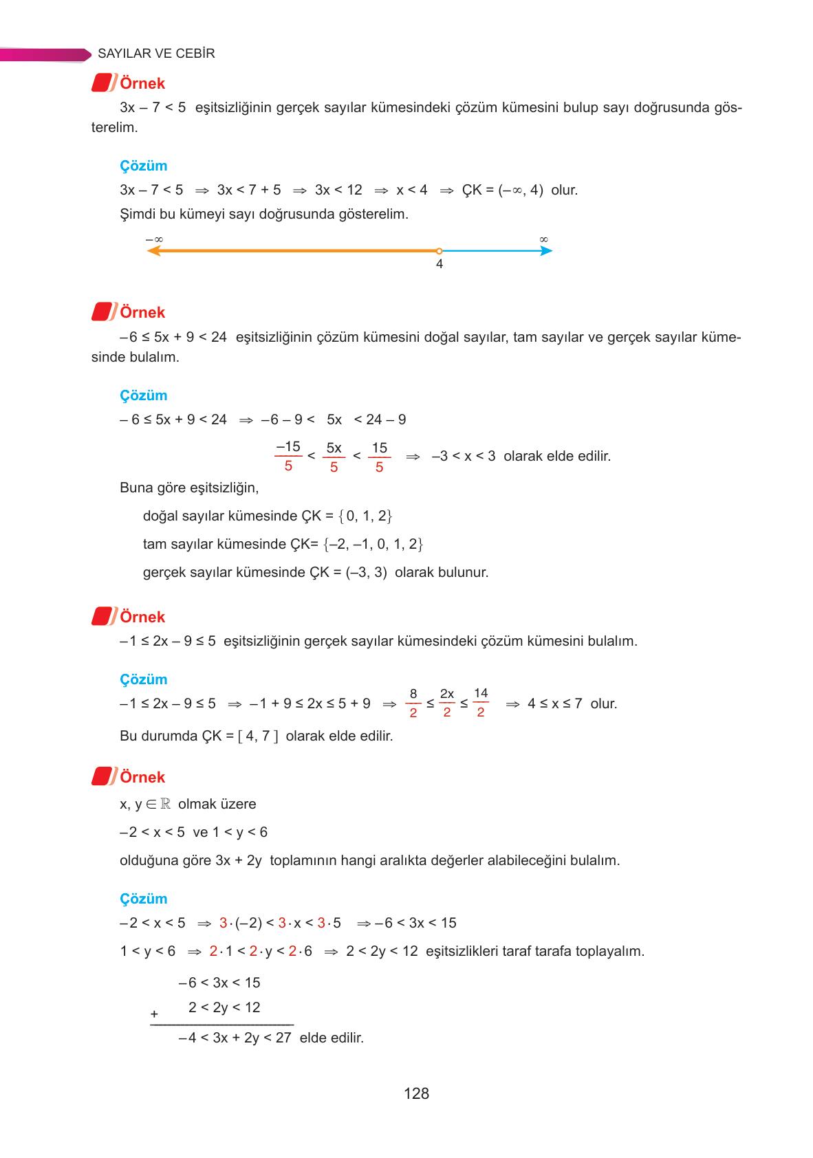 9. Sınıf Ata Yayınları Matematik Ders Kitabı Sayfa 128 Cevapları