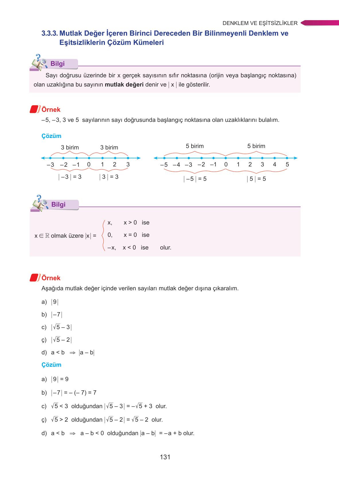 9. Sınıf Ata Yayınları Matematik Ders Kitabı Sayfa 131 Cevapları