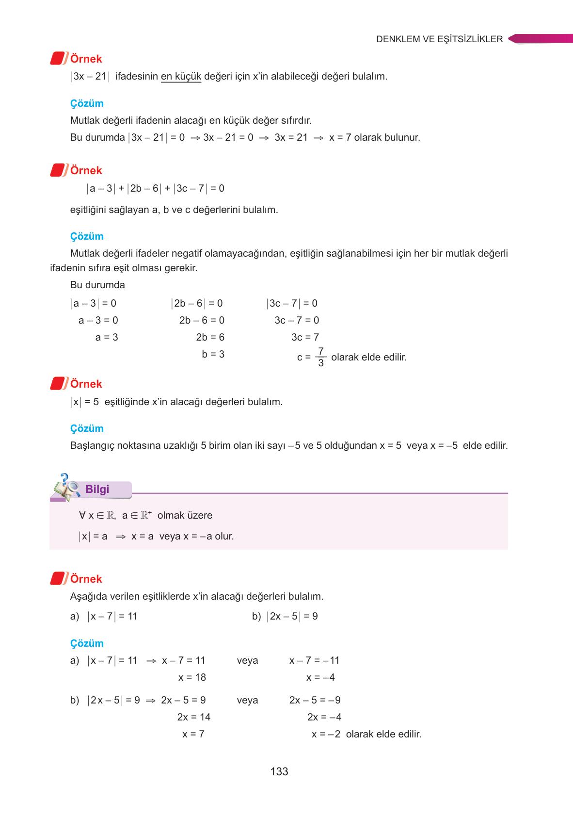 9. Sınıf Ata Yayınları Matematik Ders Kitabı Sayfa 133 Cevapları