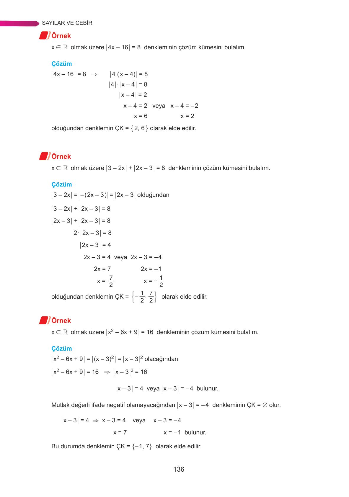 9. Sınıf Ata Yayınları Matematik Ders Kitabı Sayfa 136 Cevapları