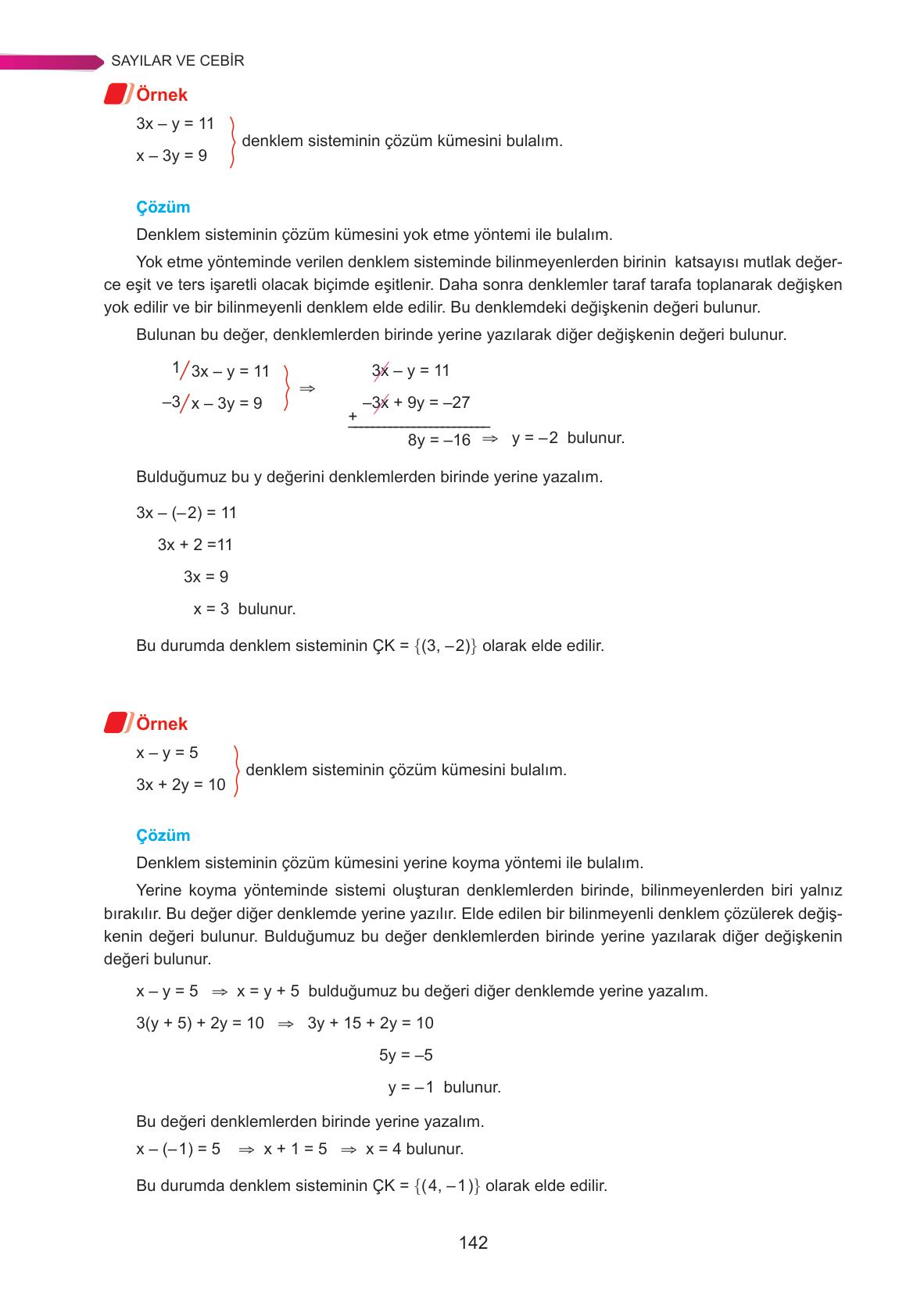 9. Sınıf Ata Yayınları Matematik Ders Kitabı Sayfa 142 Cevapları