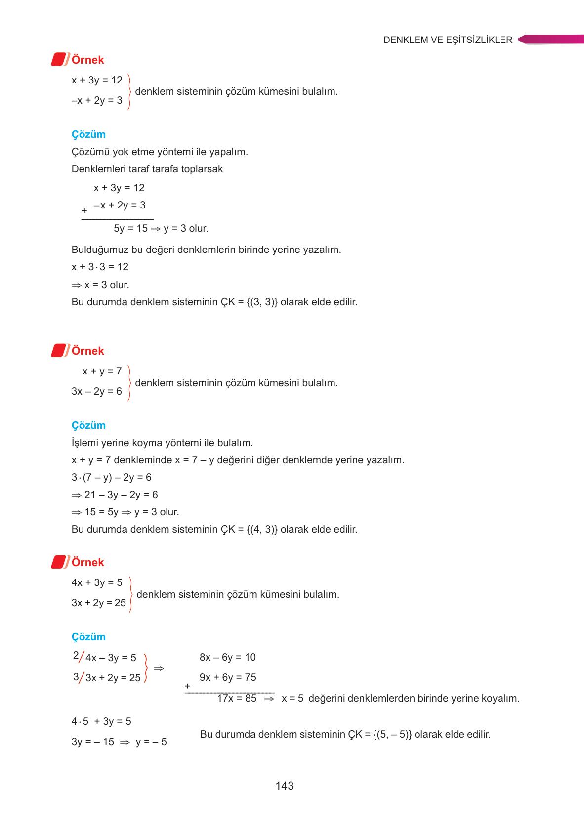 9. Sınıf Ata Yayınları Matematik Ders Kitabı Sayfa 143 Cevapları