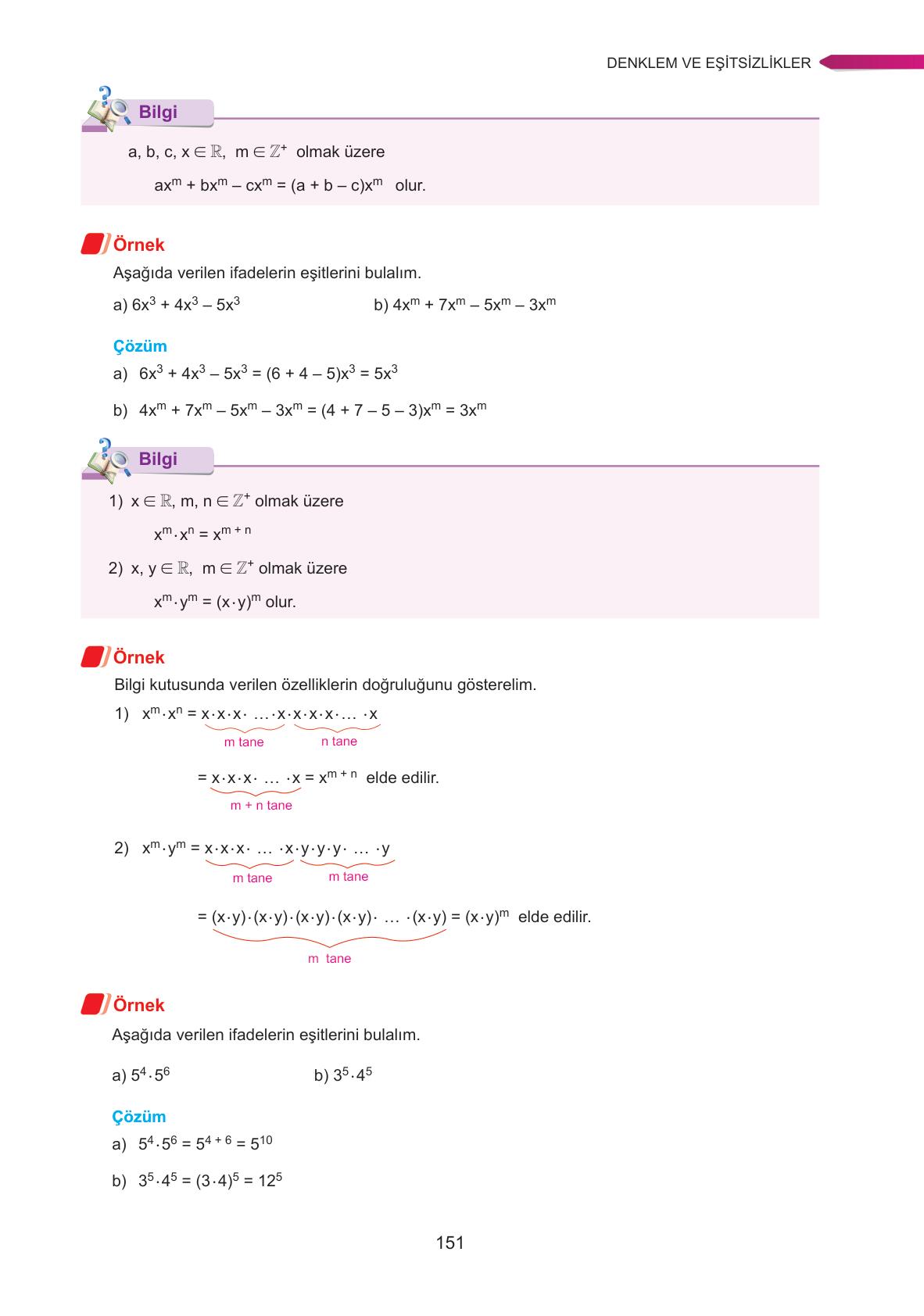 9. Sınıf Ata Yayınları Matematik Ders Kitabı Sayfa 151 Cevapları