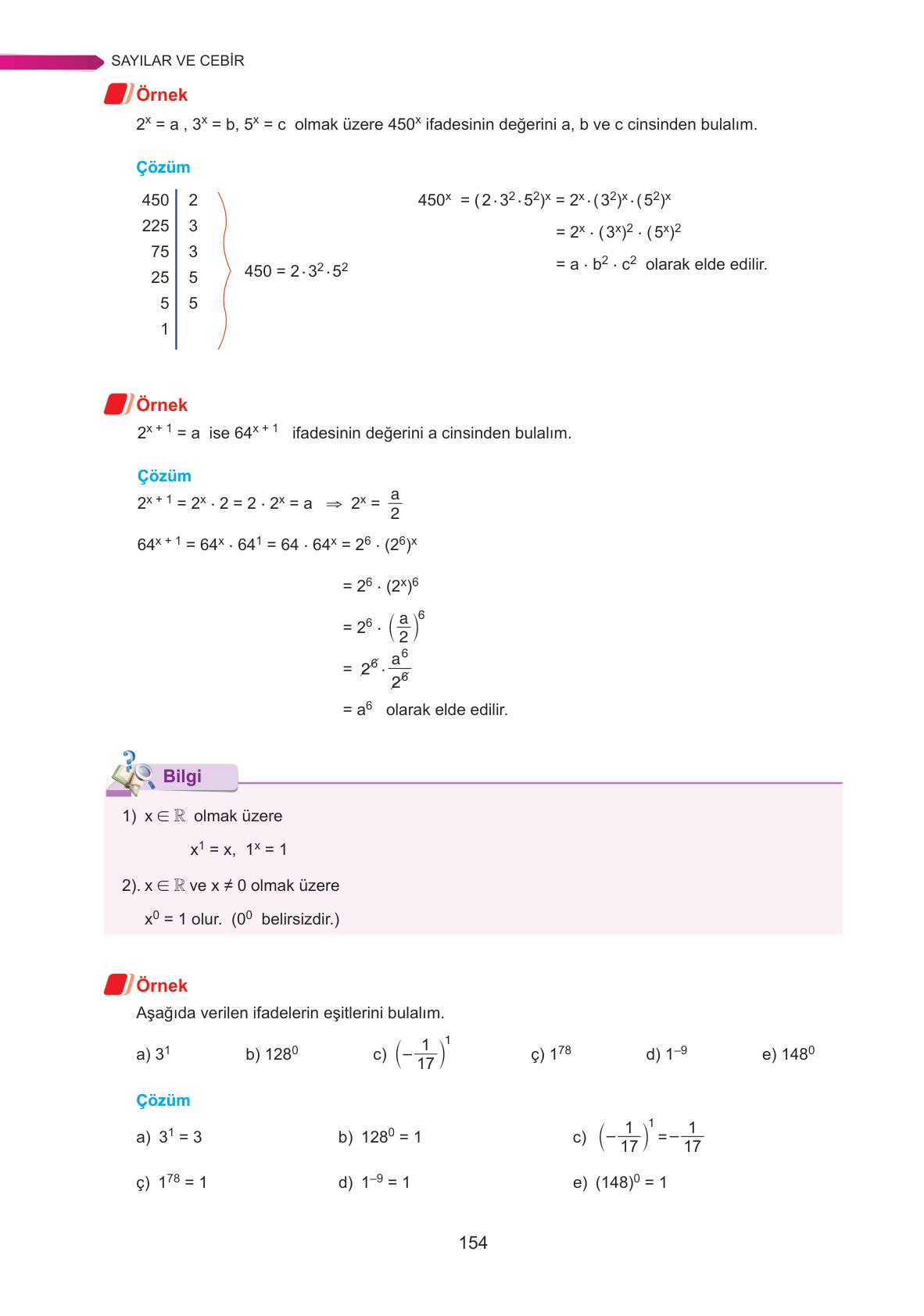 9. Sınıf Ata Yayınları Matematik Ders Kitabı Sayfa 154 Cevapları