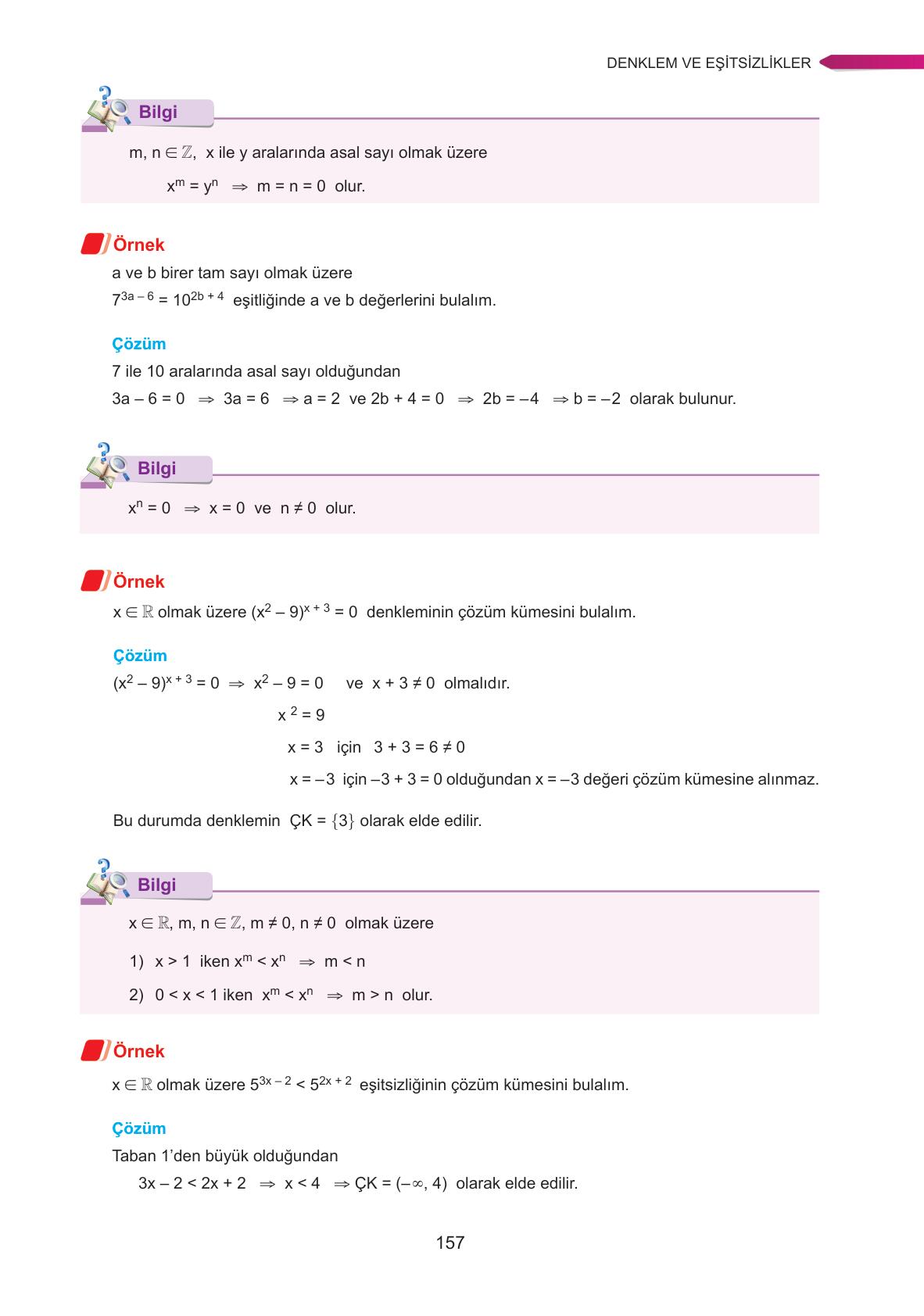 9. Sınıf Ata Yayınları Matematik Ders Kitabı Sayfa 157 Cevapları