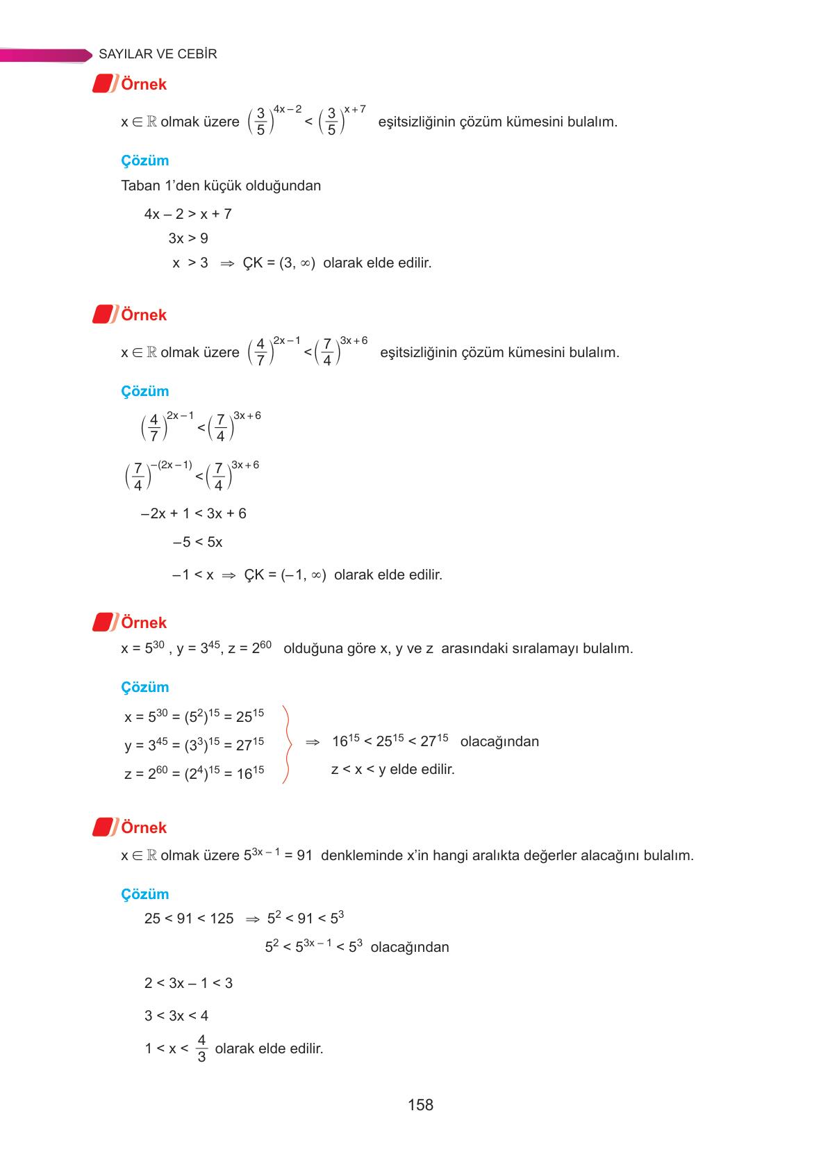 9. Sınıf Ata Yayınları Matematik Ders Kitabı Sayfa 158 Cevapları