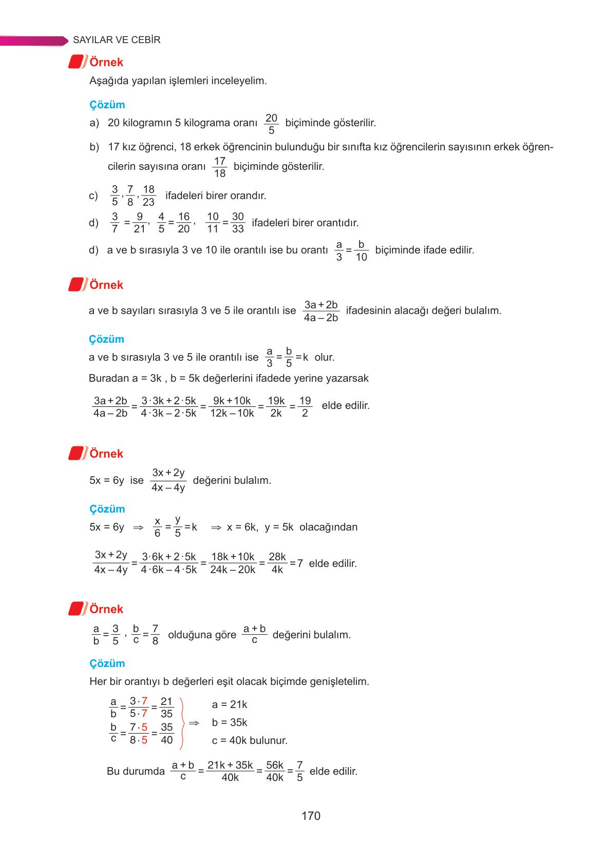 9. Sınıf Ata Yayınları Matematik Ders Kitabı Sayfa 170 Cevapları