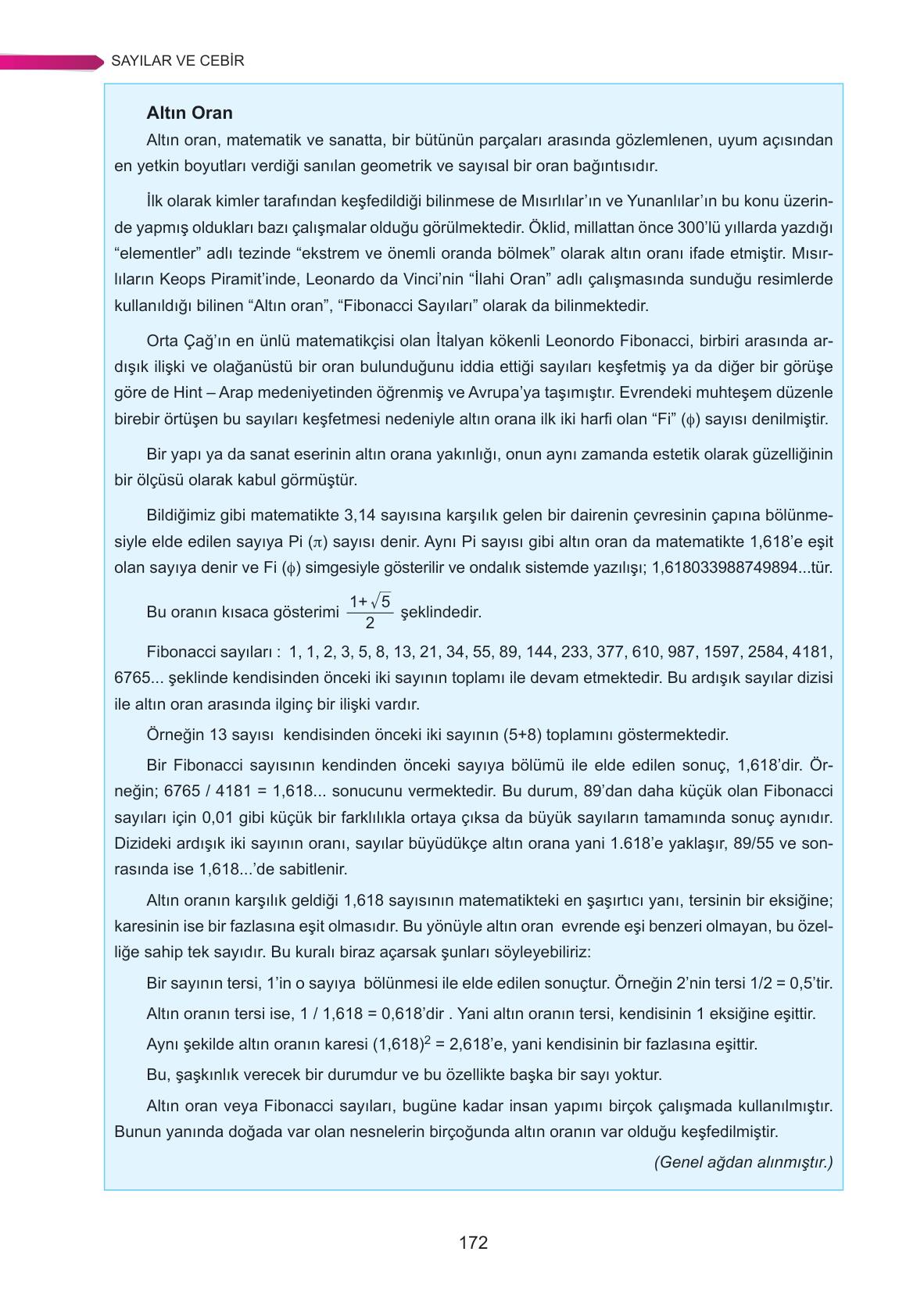 9. Sınıf Ata Yayınları Matematik Ders Kitabı Sayfa 172 Cevapları