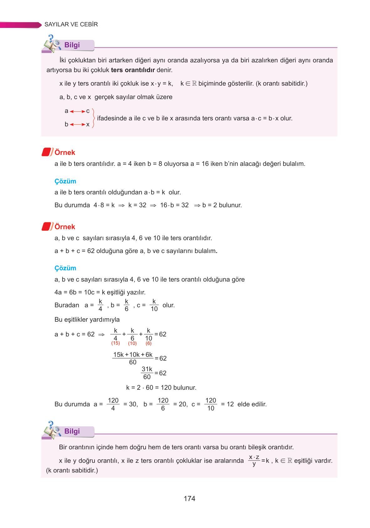 9. Sınıf Ata Yayınları Matematik Ders Kitabı Sayfa 174 Cevapları