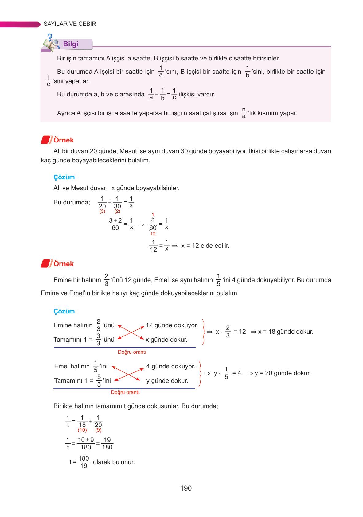 9. Sınıf Ata Yayınları Matematik Ders Kitabı Sayfa 190 Cevapları