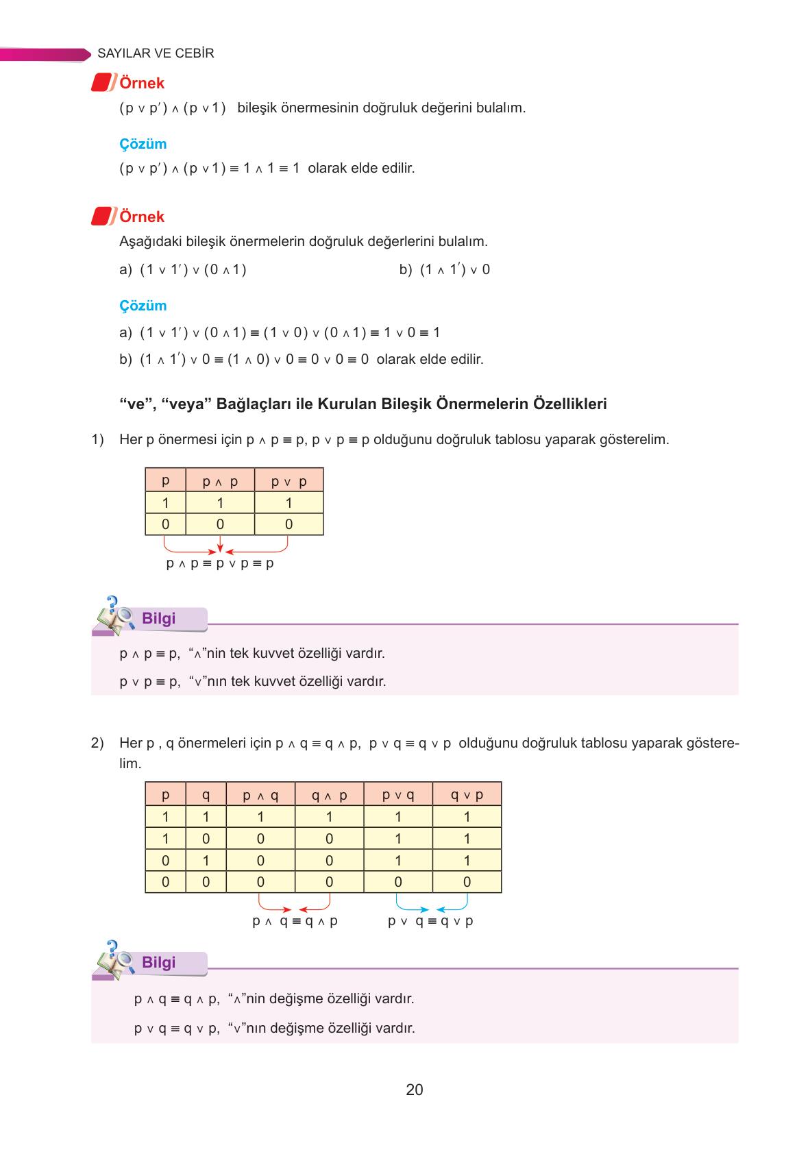 9. Sınıf Ata Yayınları Matematik Ders Kitabı Sayfa 20 Cevapları