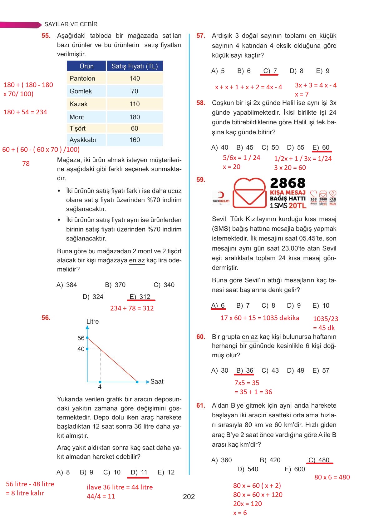 9. Sınıf Ata Yayınları Matematik Ders Kitabı Sayfa 202 Cevapları