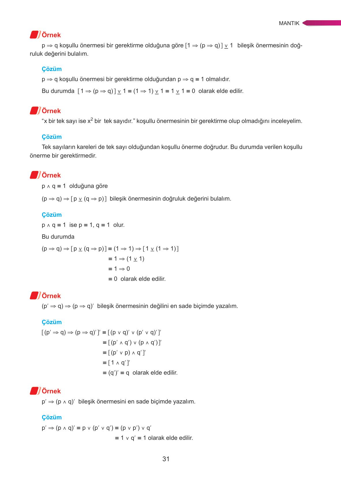9. Sınıf Ata Yayınları Matematik Ders Kitabı Sayfa 31 Cevapları 9. Sınıf Ata Yayınları Matematik Ders Kitabı Sayfa 31 Cevapları