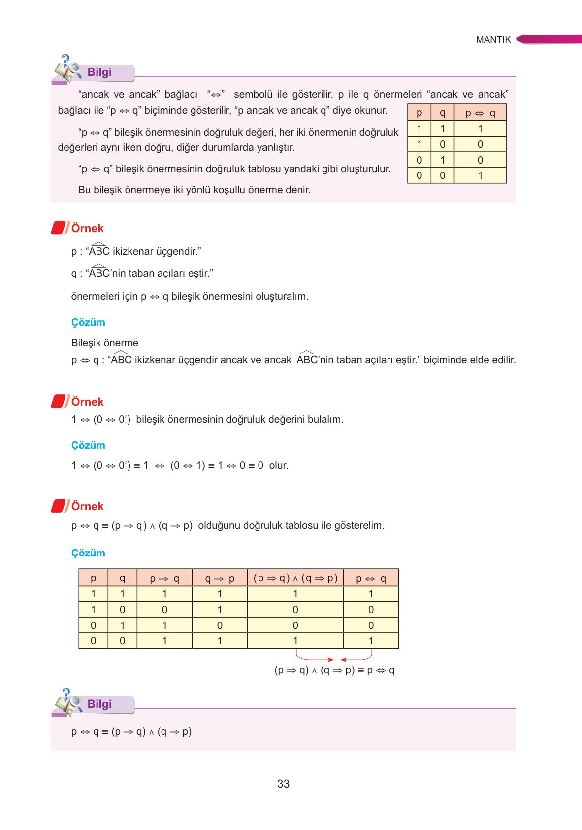 9. Sınıf Ata Yayınları Matematik Ders Kitabı Sayfa 33 Cevapları