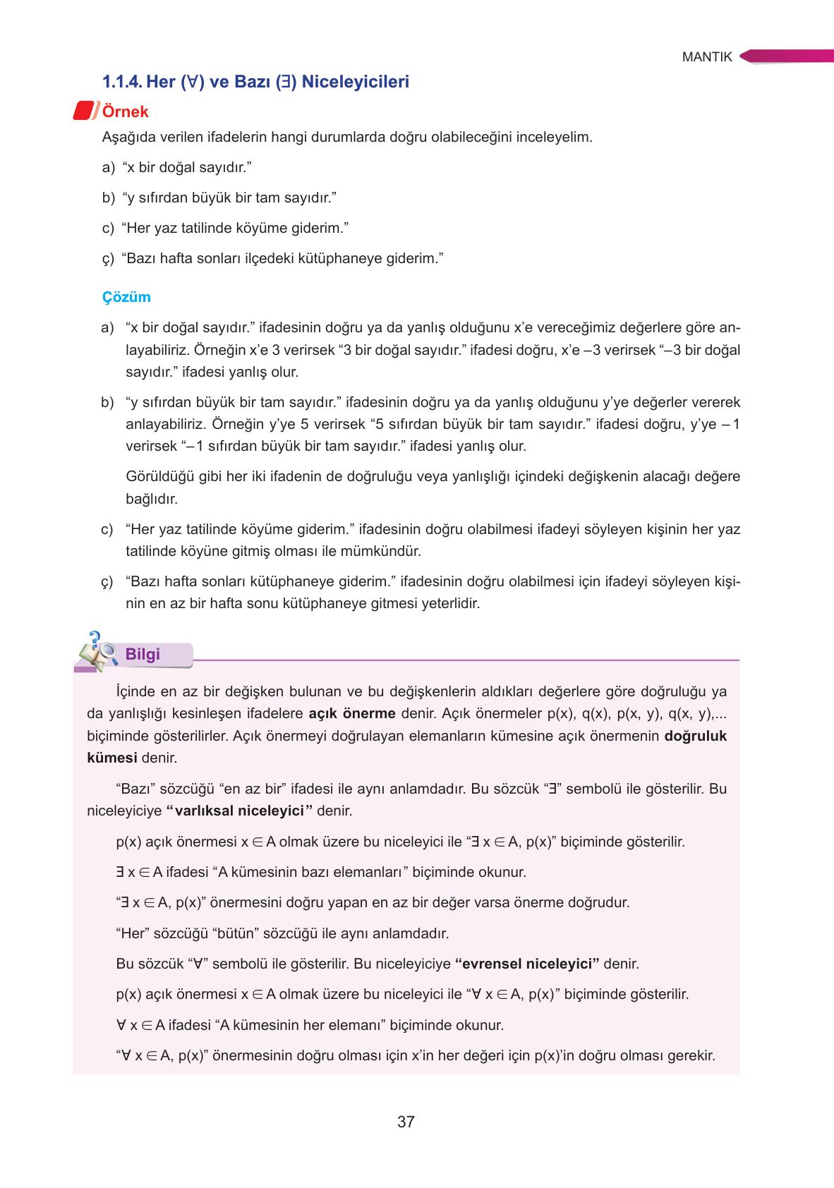 9. Sınıf Ata Yayınları Matematik Ders Kitabı Sayfa 37 Cevapları 9. Sınıf Ata Yayınları Matematik Ders Kitabı Sayfa 37 Cevapları