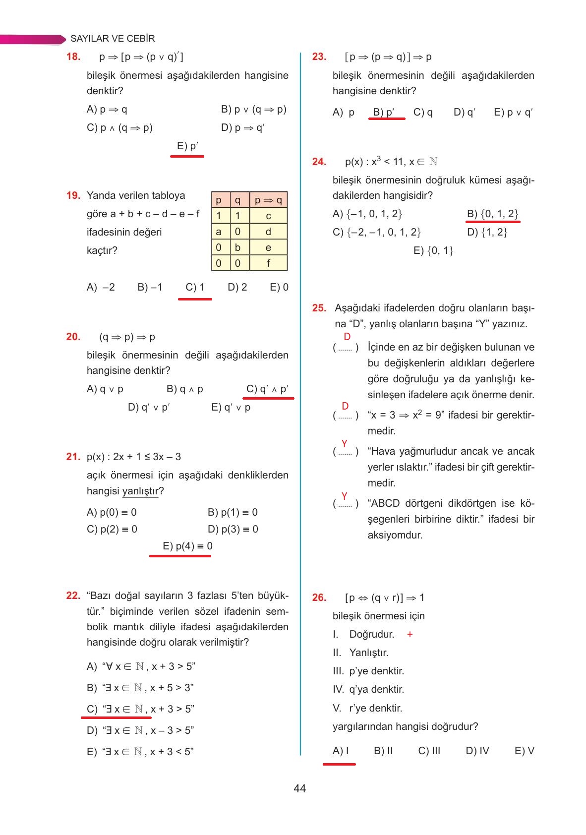 9. Sınıf Ata Yayınları Matematik Ders Kitabı Sayfa 44 Cevapları 9. Sınıf Ata Yayınları Matematik Ders Kitabı Sayfa 44 Cevapları