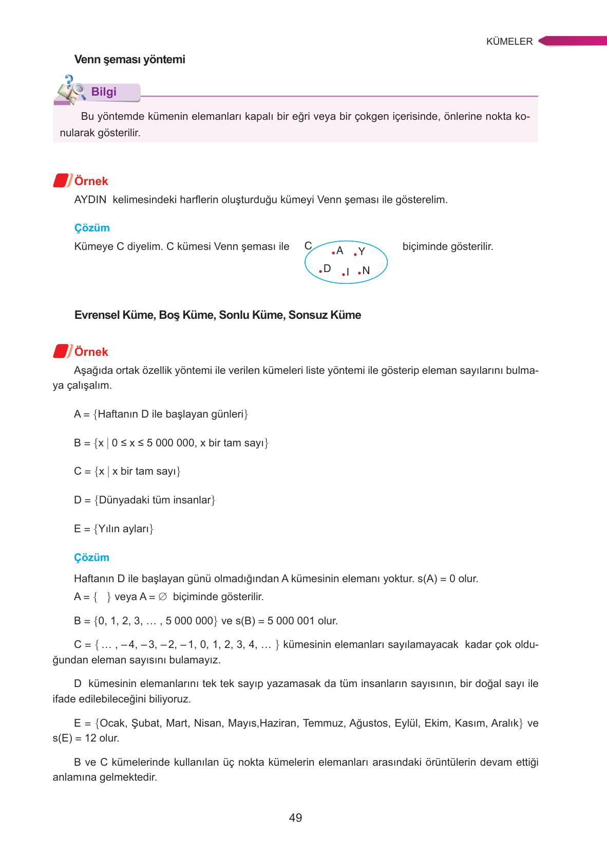 9. Sınıf Ata Yayınları Matematik Ders Kitabı Sayfa 49 Cevapları