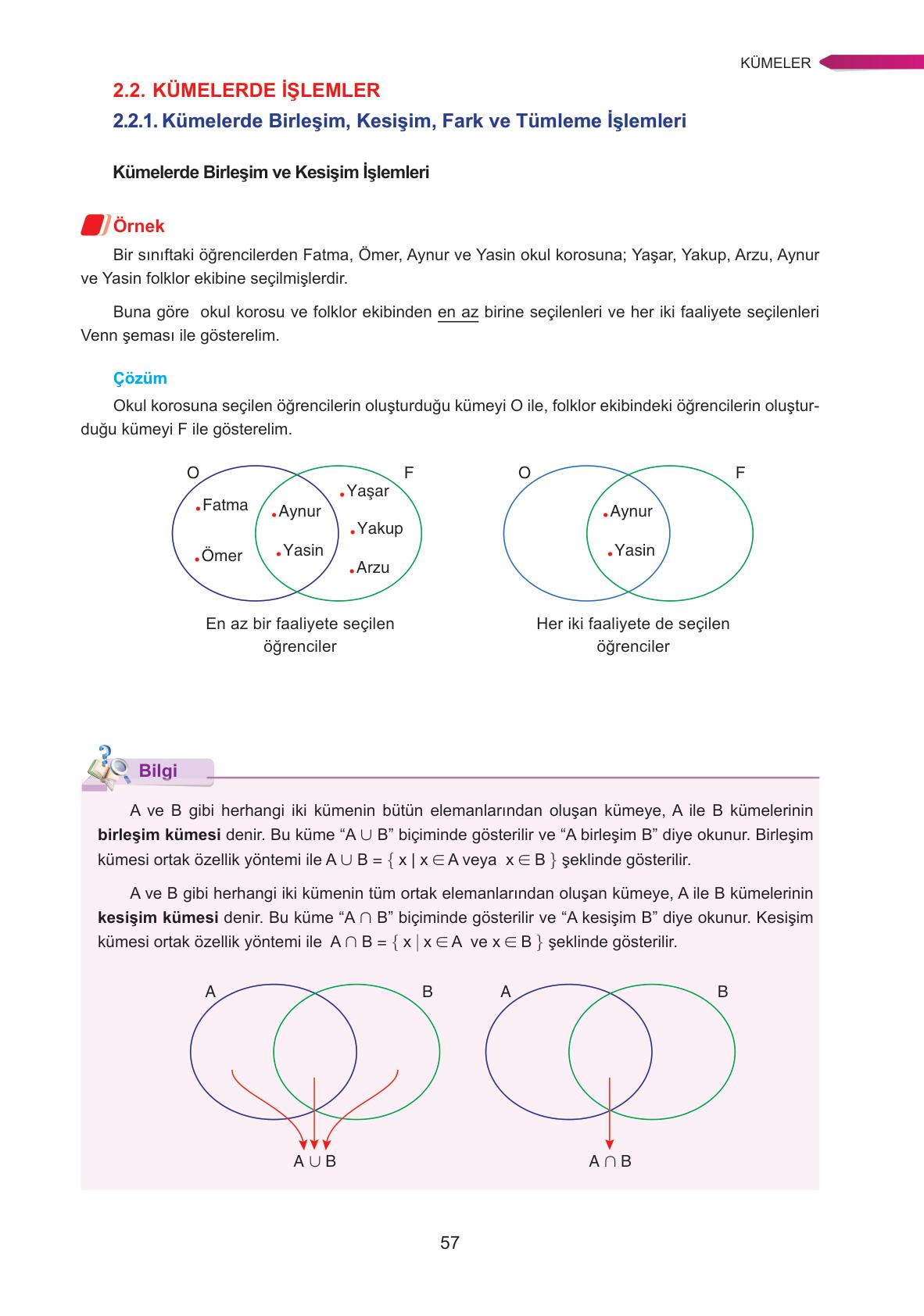 9. Sınıf Ata Yayınları Matematik Ders Kitabı Sayfa 57 Cevapları