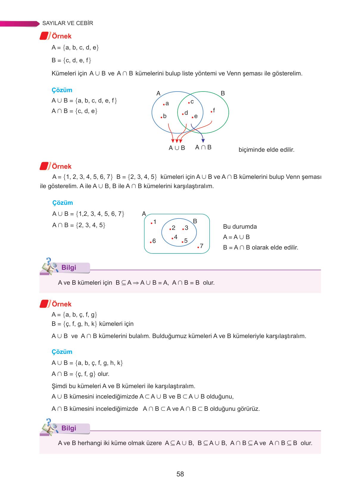9. Sınıf Ata Yayınları Matematik Ders Kitabı Sayfa 58 Cevapları