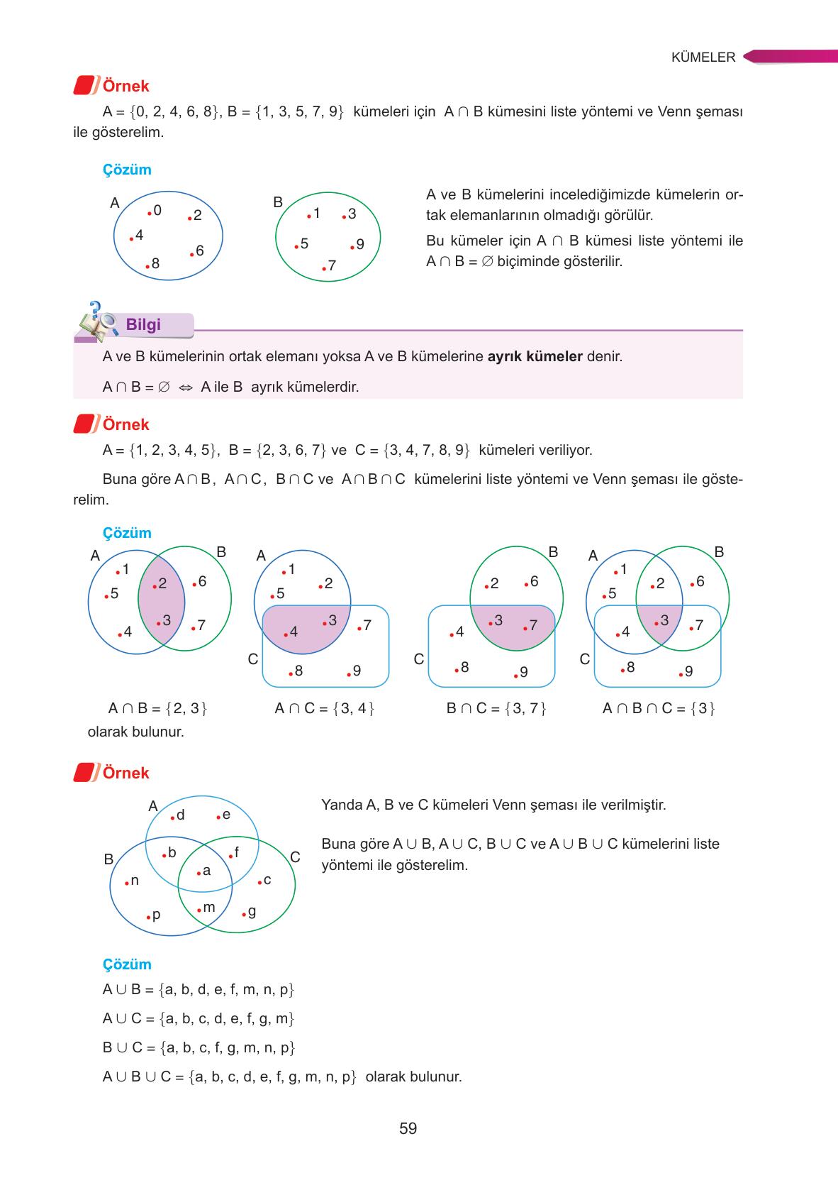 9. Sınıf Ata Yayınları Matematik Ders Kitabı Sayfa 59 Cevapları