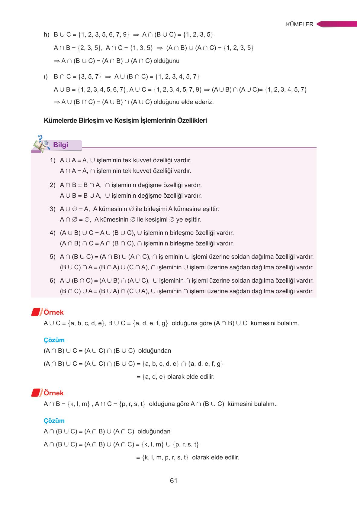 9. Sınıf Ata Yayınları Matematik Ders Kitabı Sayfa 61 Cevapları