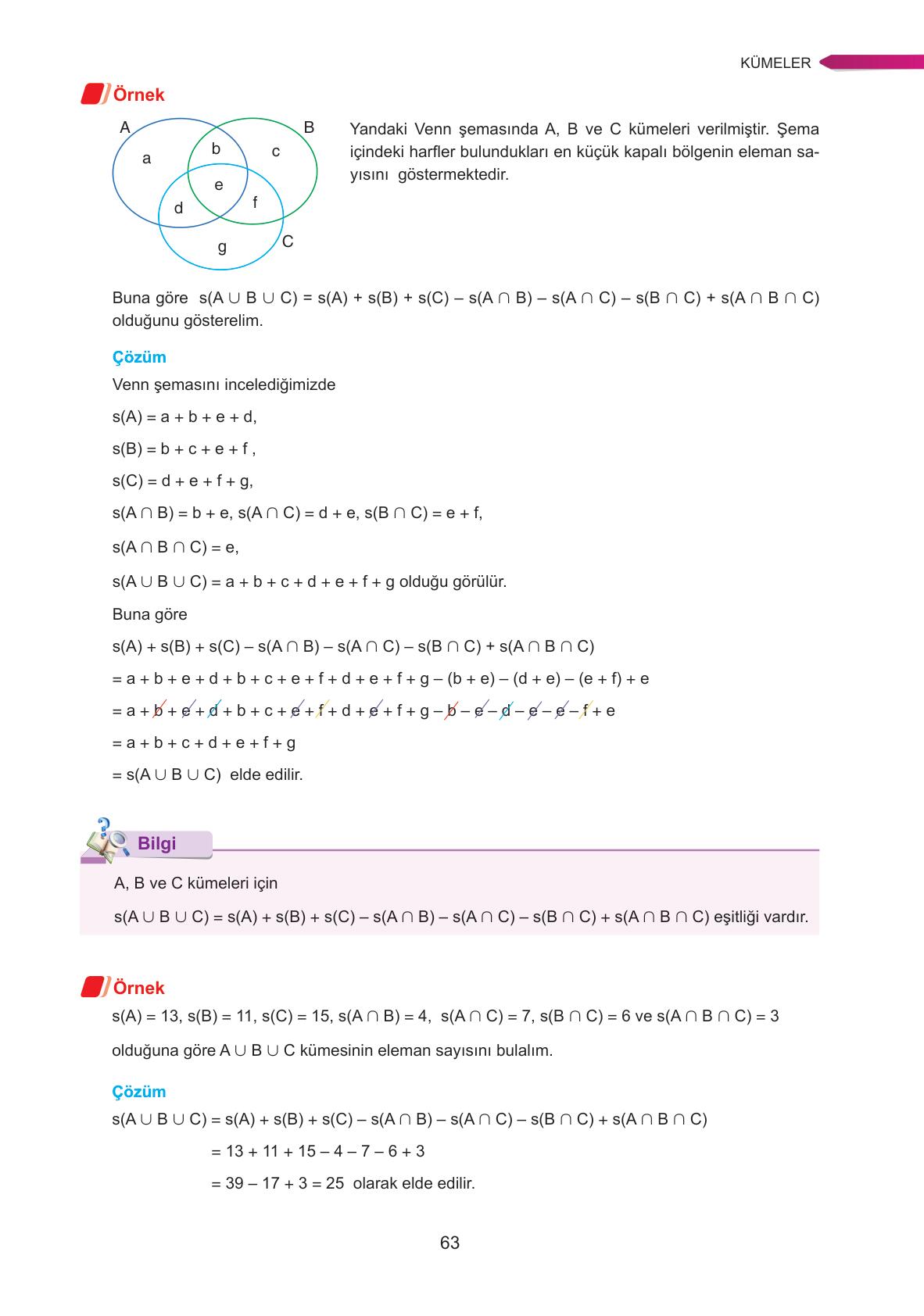 9. Sınıf Ata Yayınları Matematik Ders Kitabı Sayfa 63 Cevapları