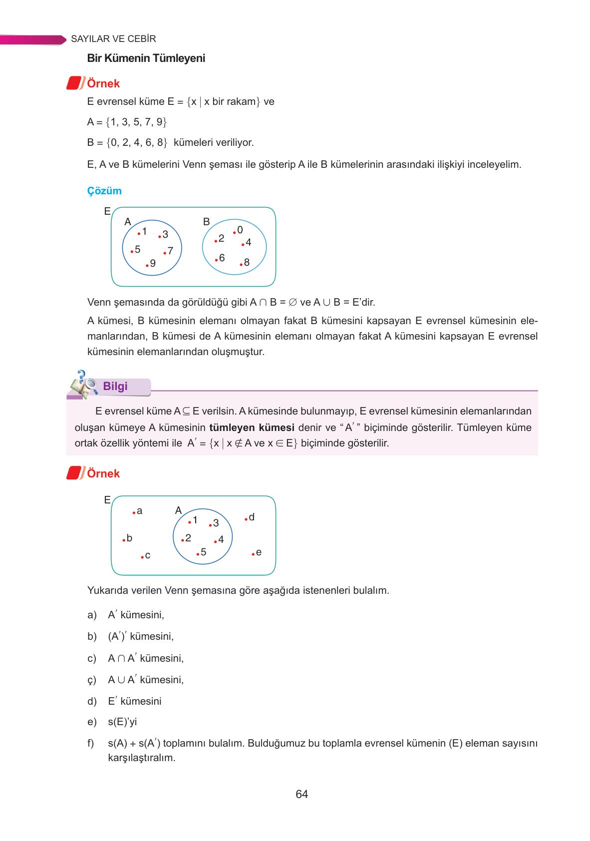 9. Sınıf Ata Yayınları Matematik Ders Kitabı Sayfa 64 Cevapları 9. Sınıf Ata Yayınları Matematik Ders Kitabı Sayfa 64 Cevapları