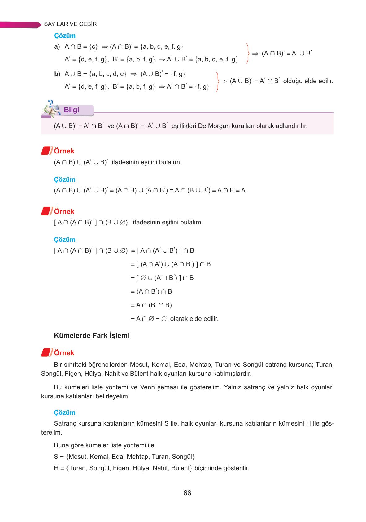 9. Sınıf Ata Yayınları Matematik Ders Kitabı Sayfa 66 Cevapları