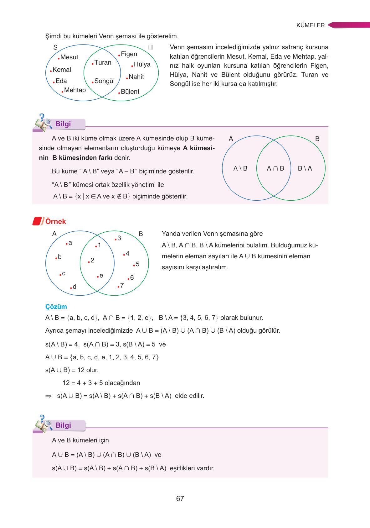 9. Sınıf Ata Yayınları Matematik Ders Kitabı Sayfa 67 Cevapları