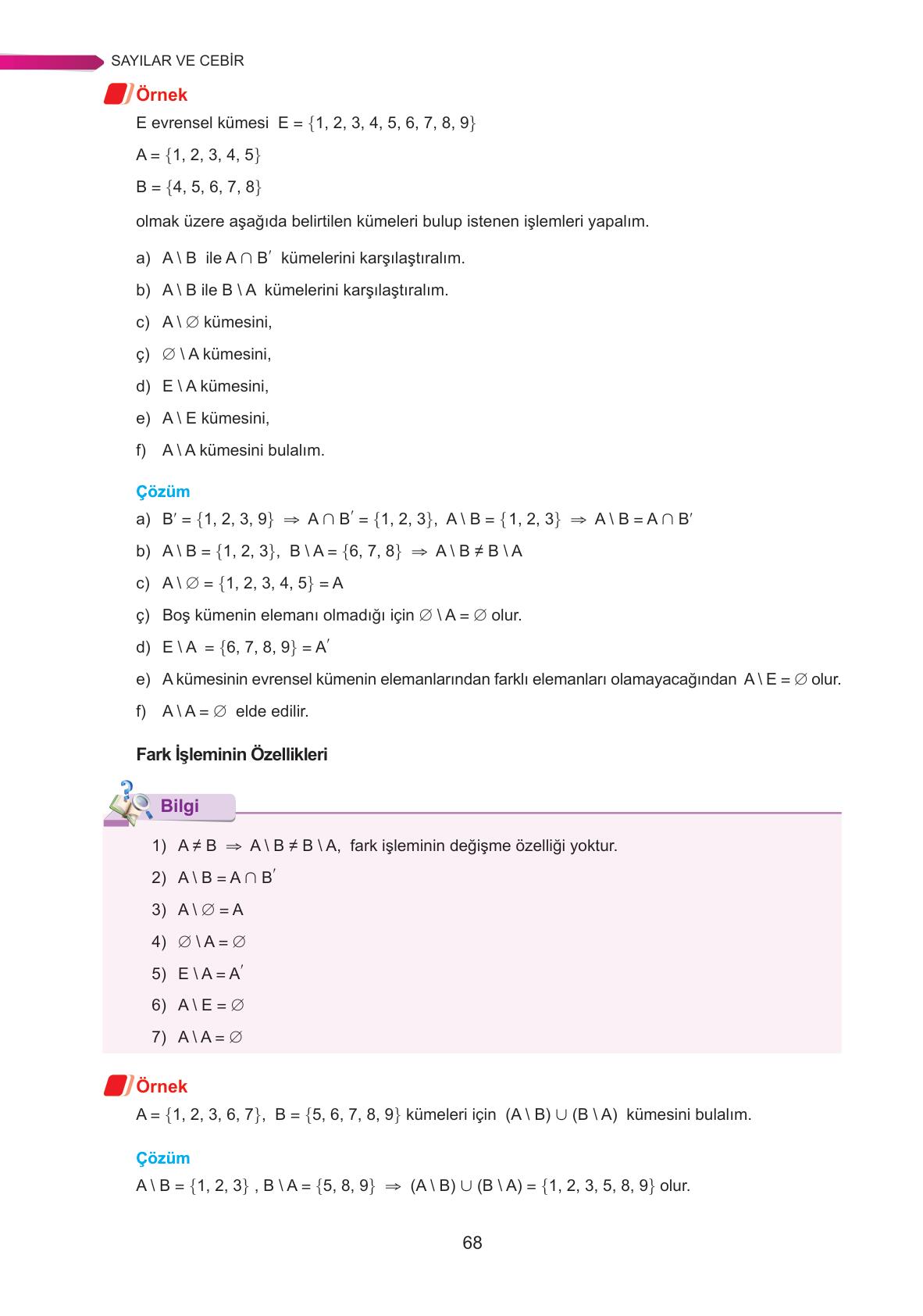 9. Sınıf Ata Yayınları Matematik Ders Kitabı Sayfa 68 Cevapları