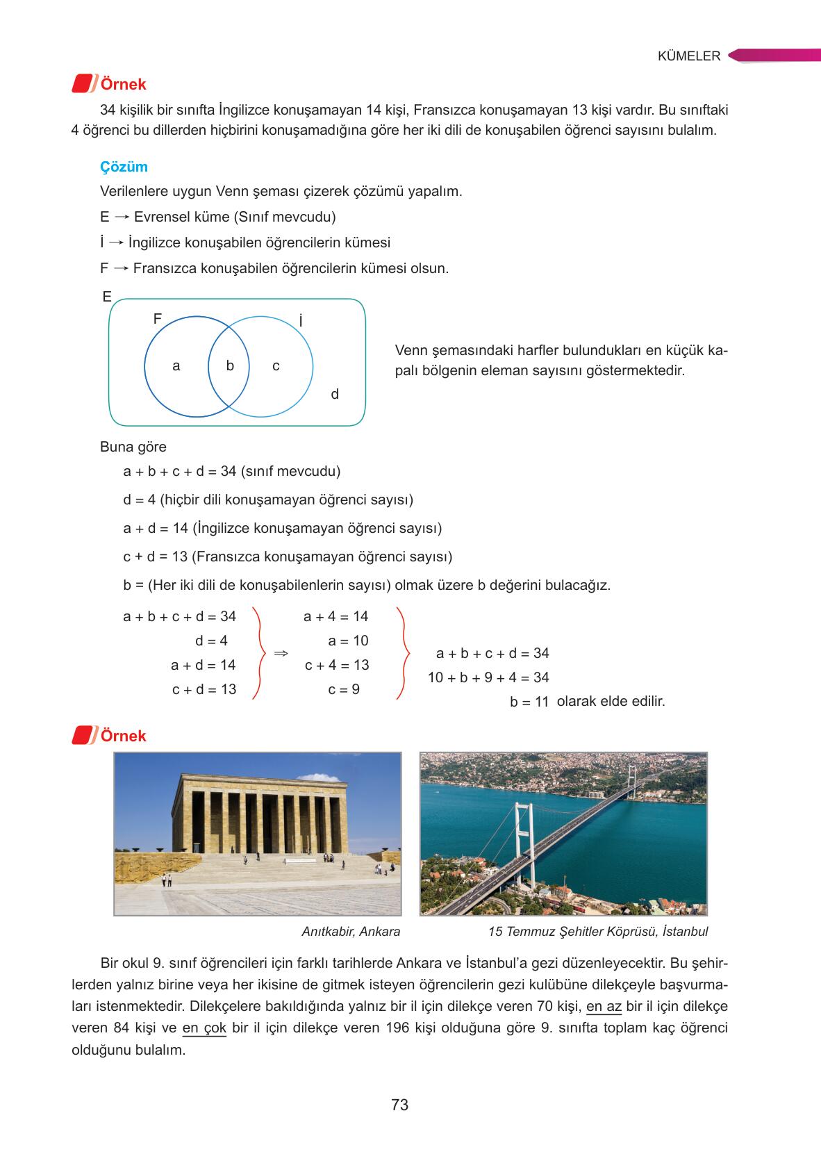 9. Sınıf Ata Yayınları Matematik Ders Kitabı Sayfa 73 Cevapları