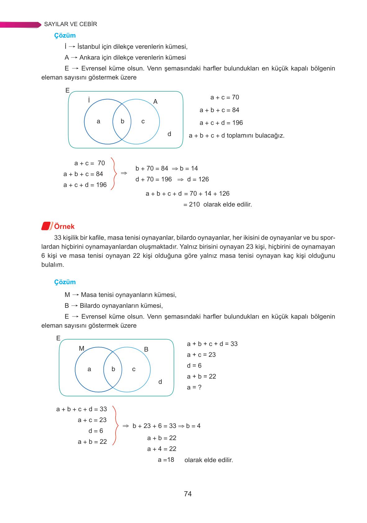 9. Sınıf Ata Yayınları Matematik Ders Kitabı Sayfa 74 Cevapları