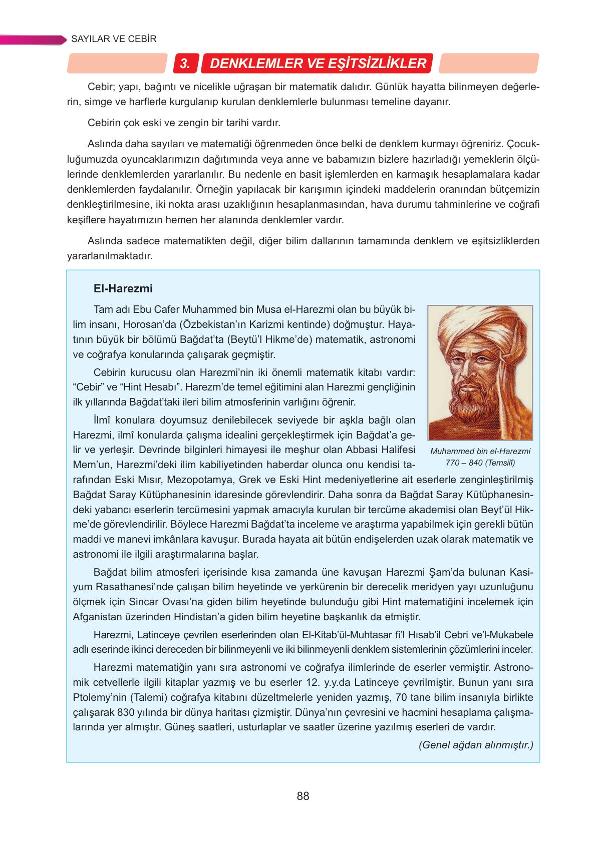 9. Sınıf Ata Yayınları Matematik Ders Kitabı Sayfa 88 Cevapları