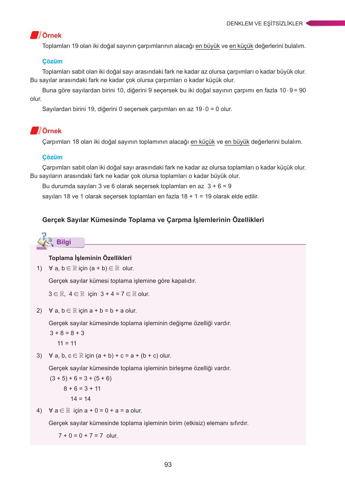 9. Sınıf Ata Yayınları Matematik Ders Kitabı Sayfa 93 Cevapları 9. Sınıf Ata Yayınları Matematik Ders Kitabı Sayfa 93 Cevapları