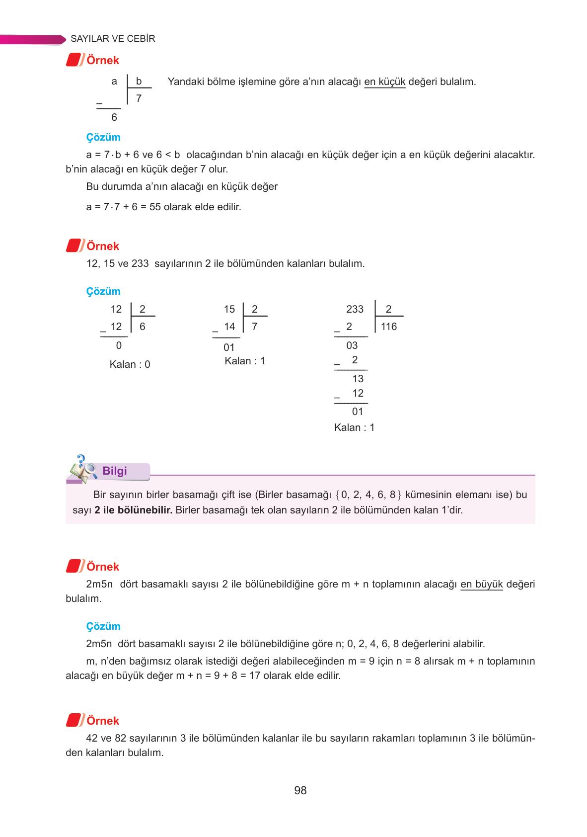 9. Sınıf Ata Yayınları Matematik Ders Kitabı Sayfa 98 Cevapları