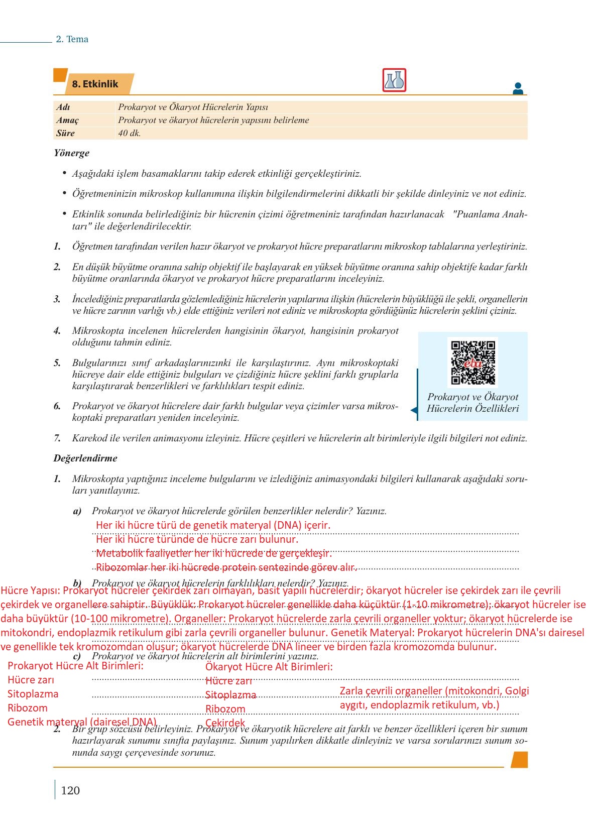 9. Sınıf Meb Yayınları Biyoloji Ders Kitabı Sayfa 120 Cevapları 9. Sınıf Meb Yayınları Biyoloji Ders Kitabı Sayfa 120 Cevapları