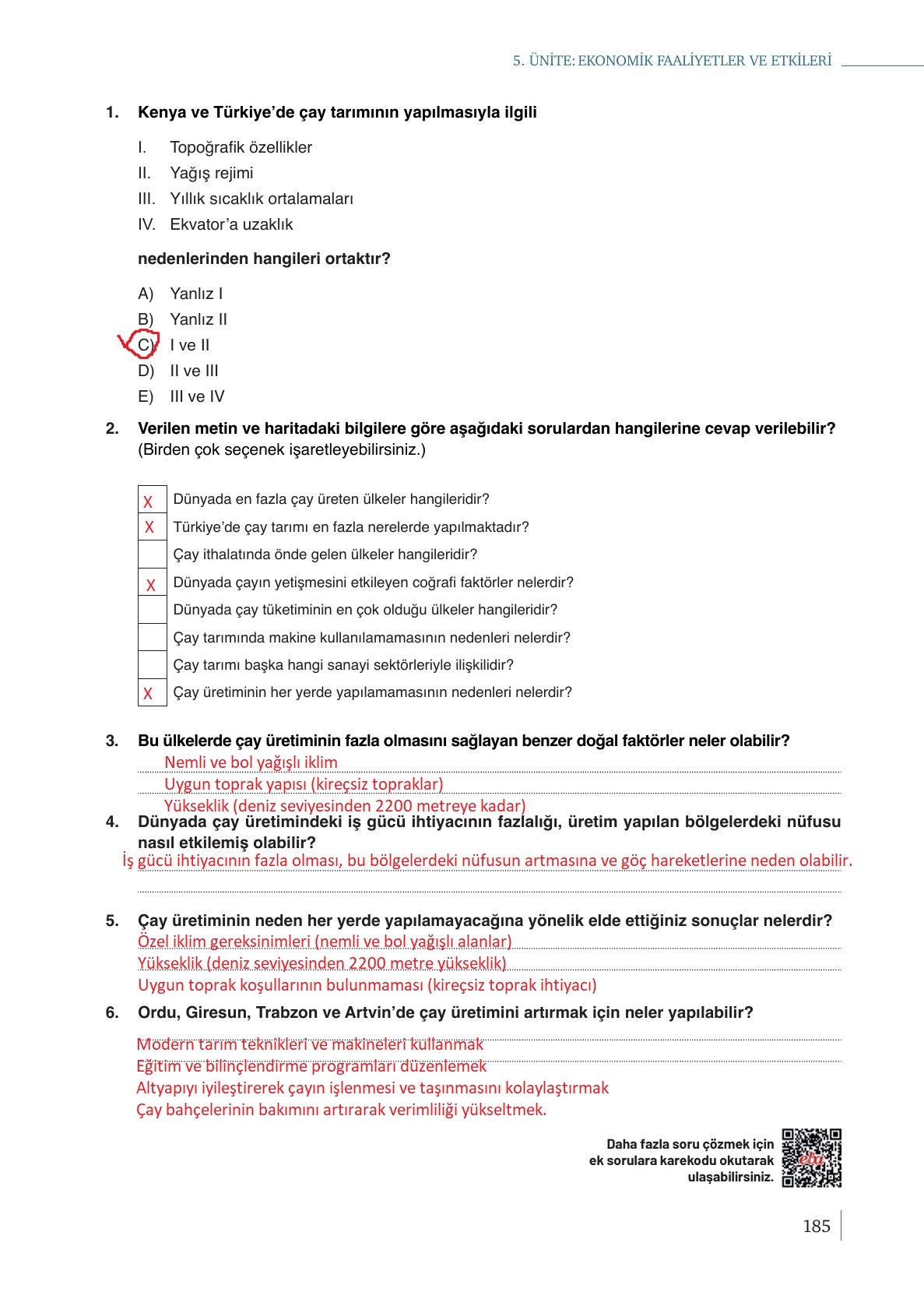 9. Sınıf Meb Yayınları Coğrafya Ders Kitabı Sayfa 185 Cevapları 9. Sınıf Meb Yayınları Coğrafya Ders Kitabı Sayfa 185 Cevapları