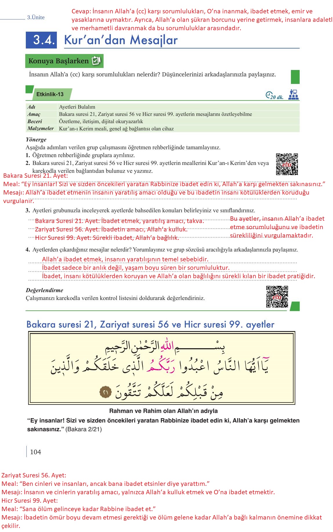 9. Sınıf Meb Yayınları Din Kültürü Ve Ahlak Bilgisi Ders Kitabı Sayfa 104 Cevapları 9. Sınıf Meb Yayınları Din Kültürü Ve Ahlak Bilgisi Ders Kitabı Sayfa 104 Cevapları