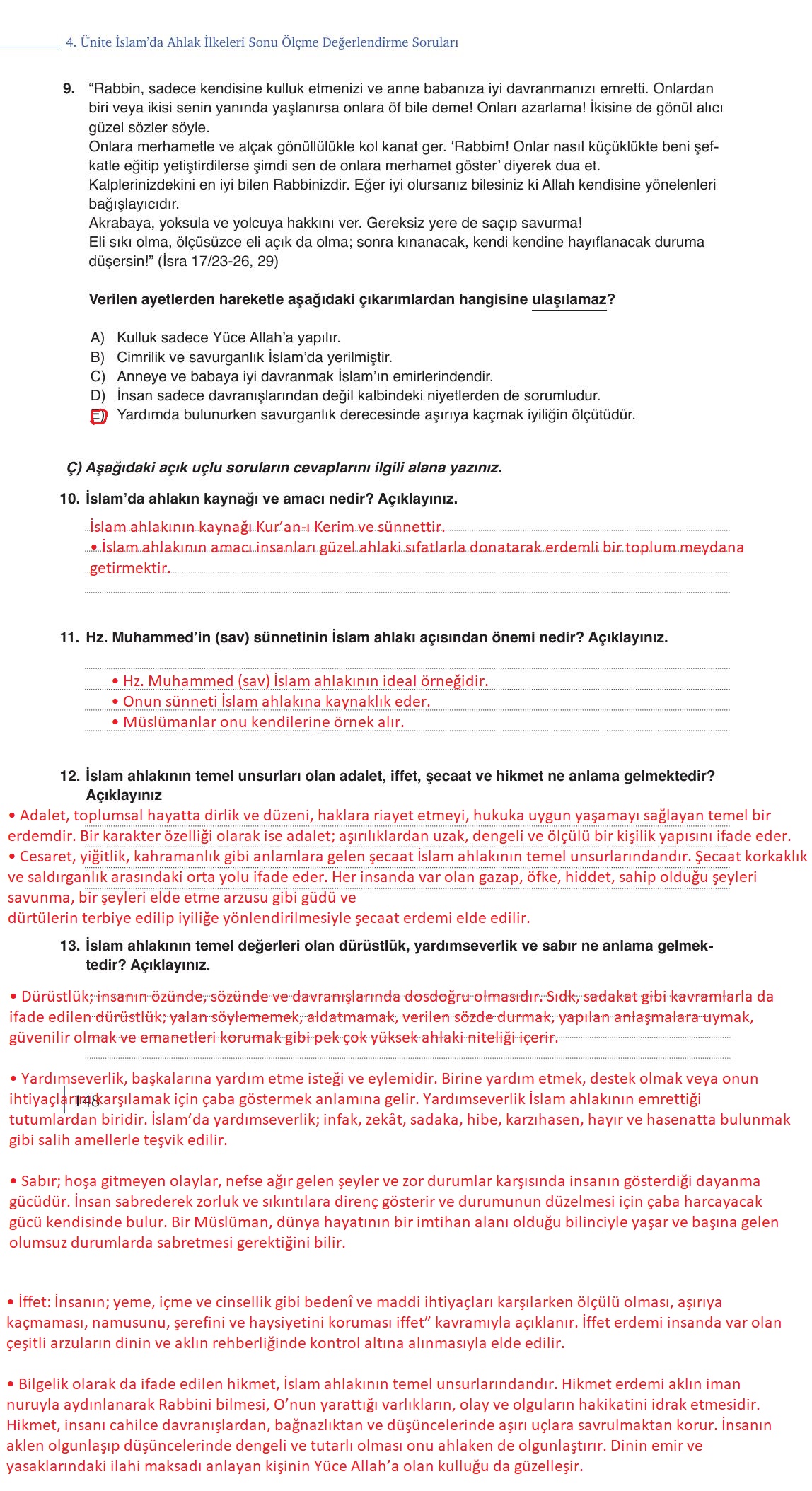 9. Sınıf Meb Yayınları Din Kültürü Ve Ahlak Bilgisi Ders Kitabı Sayfa 148 Cevapları 9. Sınıf Meb Yayınları Din Kültürü Ve Ahlak Bilgisi Ders Kitabı Sayfa 148 Cevapları