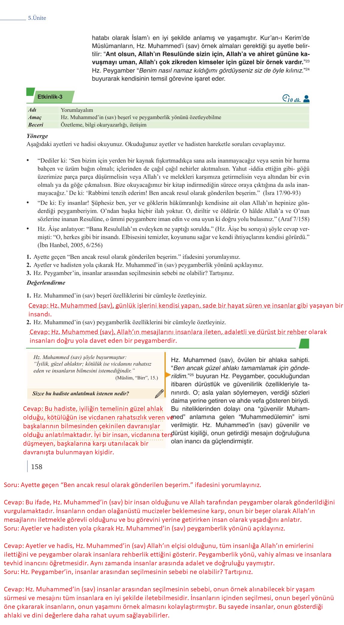 9. Sınıf Meb Yayınları Din Kültürü Ve Ahlak Bilgisi Ders Kitabı Sayfa 158 Cevapları 9. Sınıf Meb Yayınları Din Kültürü Ve Ahlak Bilgisi Ders Kitabı Sayfa 158 Cevapları