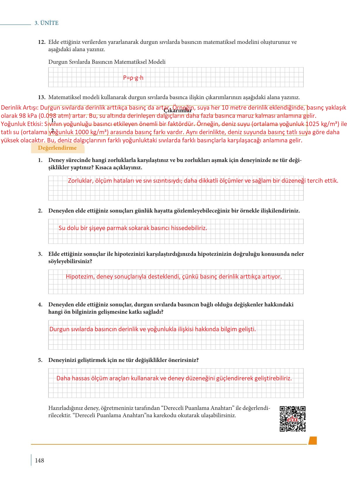 9. Sınıf Meb Yayınları Fizik Ders Kitabı Sayfa 148 Cevapları