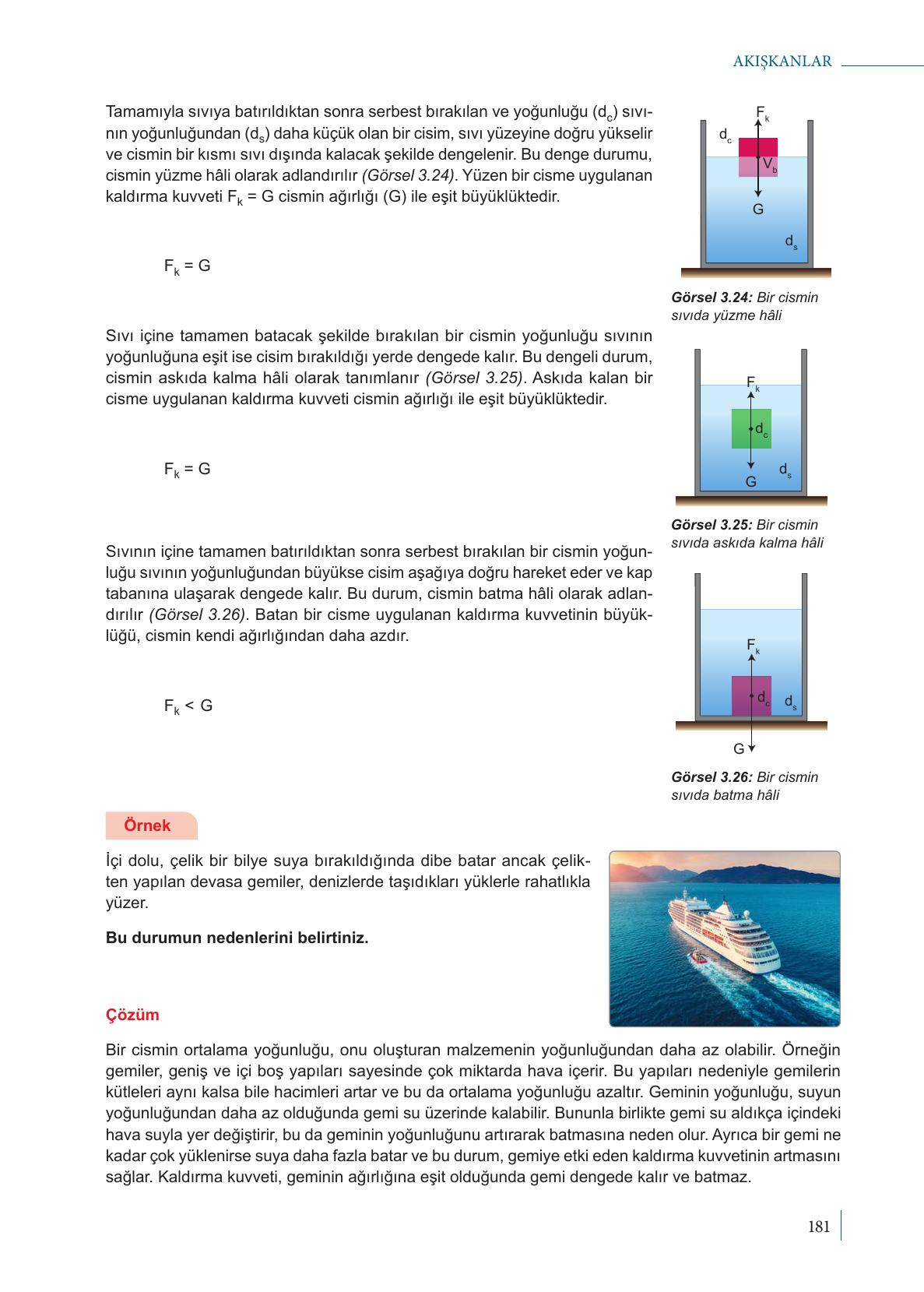 9. Sınıf Meb Yayınları Fizik Ders Kitabı Sayfa 181 Cevapları