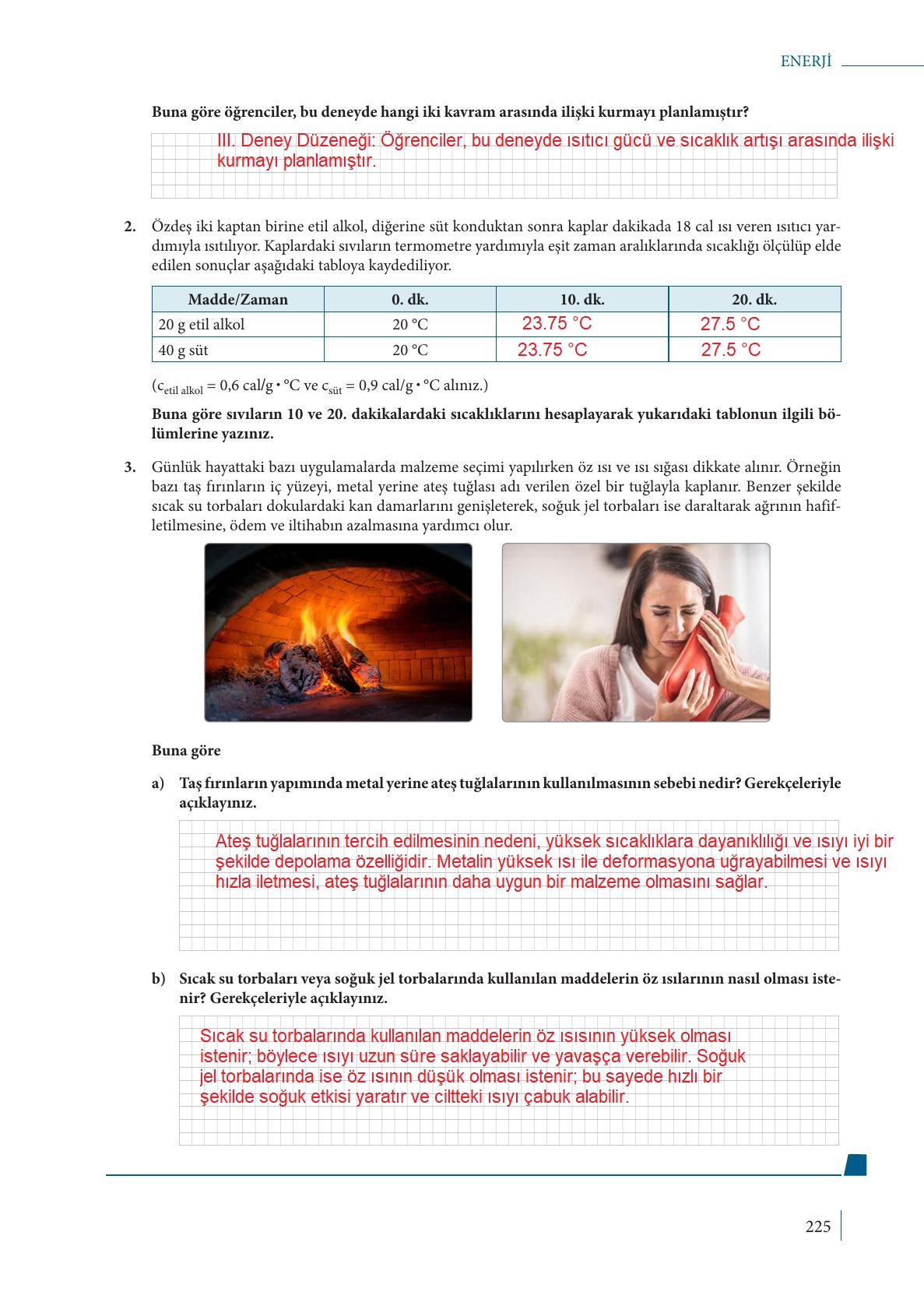 9. Sınıf Meb Yayınları Fizik Ders Kitabı Sayfa 225 Cevapları