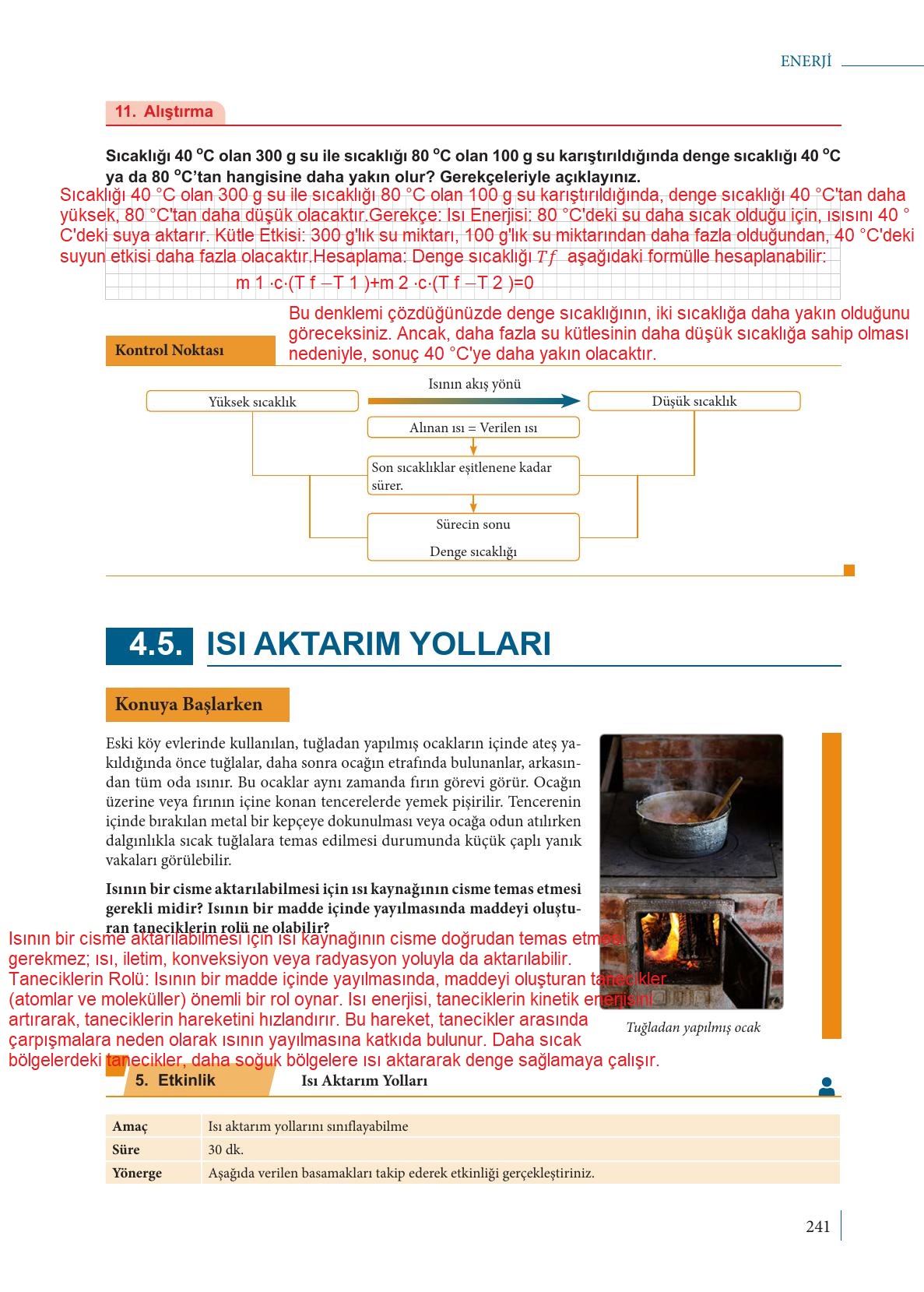 9. Sınıf Meb Yayınları Fizik Ders Kitabı Sayfa 241 Cevapları