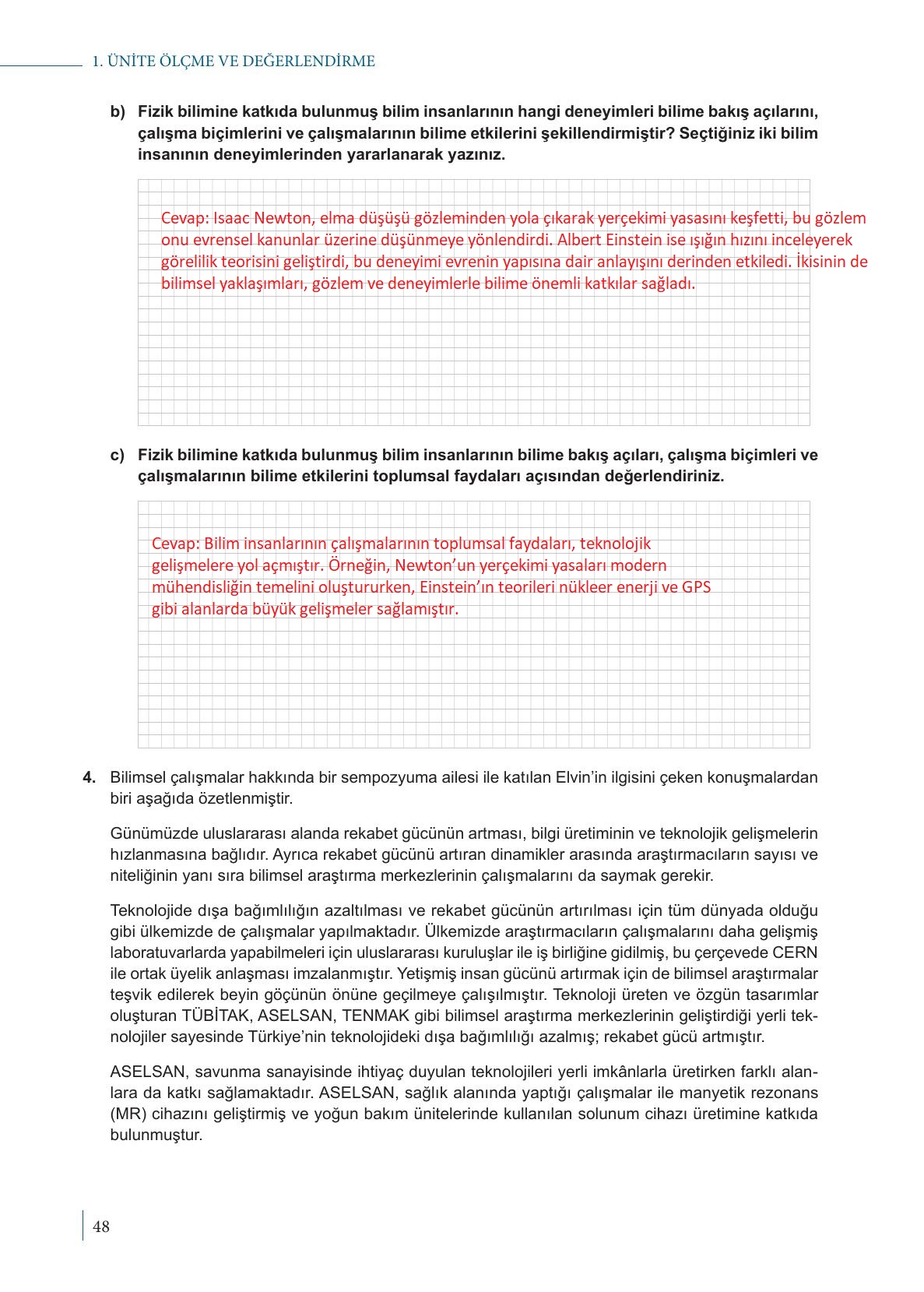 9. Sınıf Meb Yayınları Fizik Ders Kitabı Sayfa 48 Cevapları