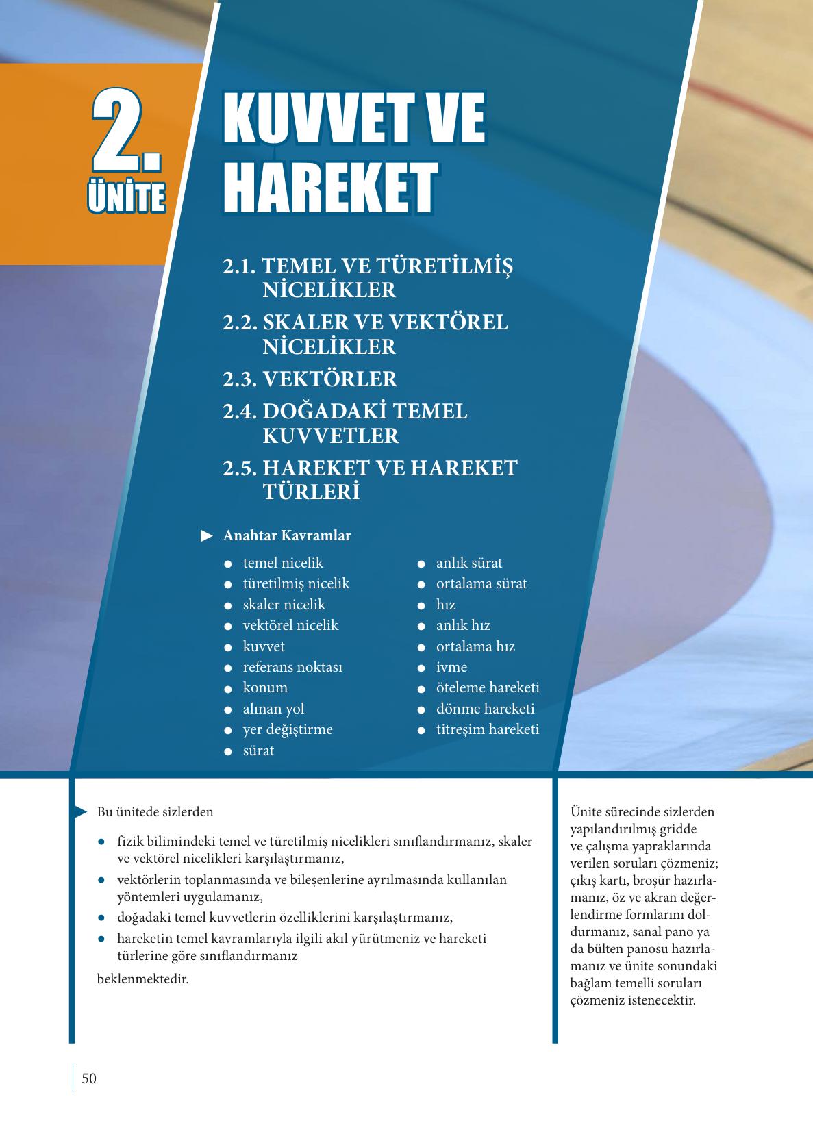 9. Sınıf Meb Yayınları Fizik Ders Kitabı Sayfa 50 Cevapları